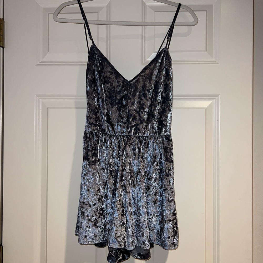 Velvet dusty blue Romper - LA hearts Size S